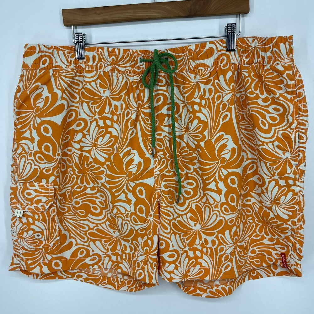 Tommy Bahama Relax Mens‎ XXL Swim Trunks Orange White Floral Psychedelic Print
